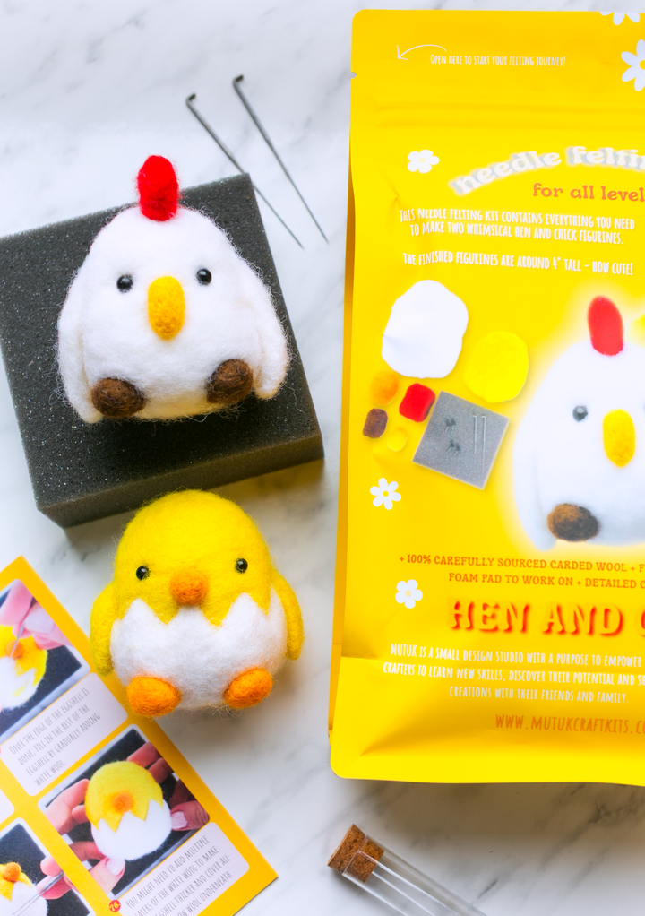 Easter Hen and Chick Needle Felting Kit