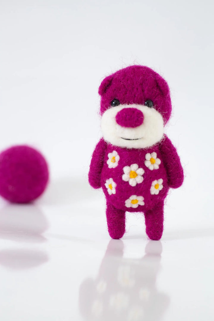 Deep Pink Beet Carded Merino Wool