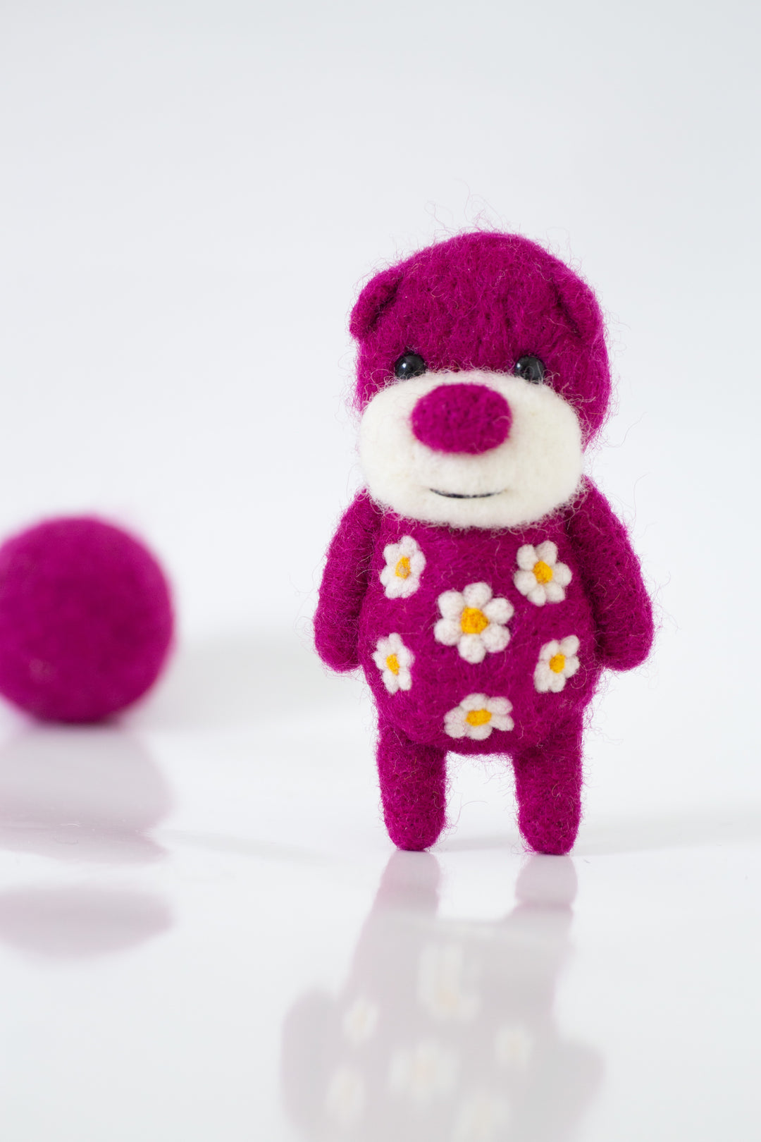 Needle Felted Deep Pink Bear