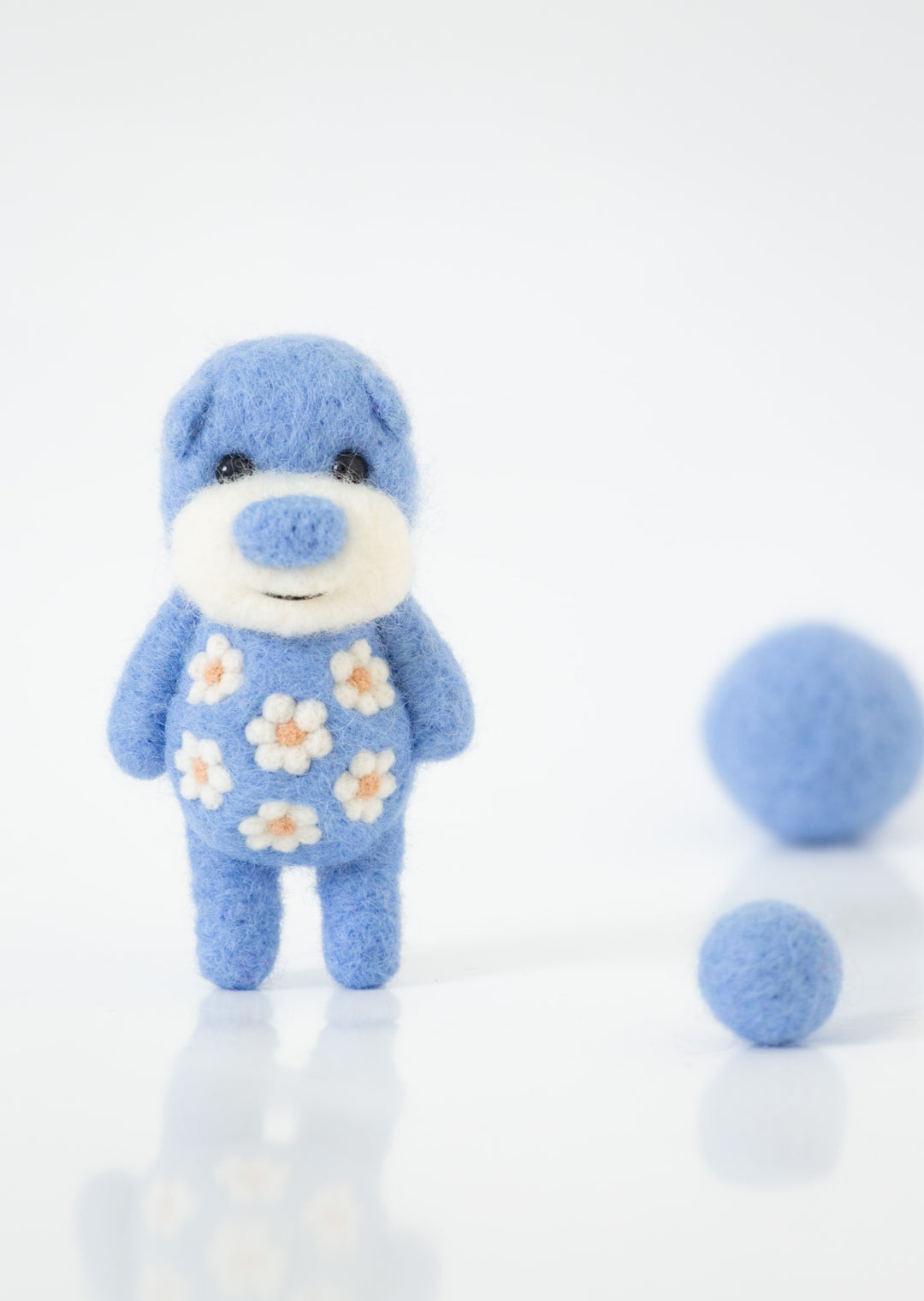Needle Felted Sky Blue Bear