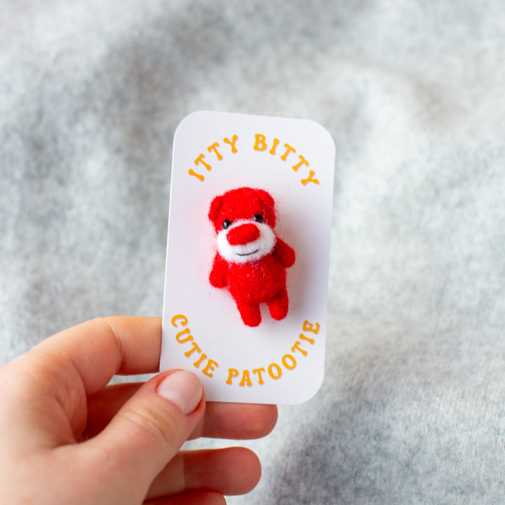 Felted Bear Brooch – Needle Felted Teddy Lapel Pin