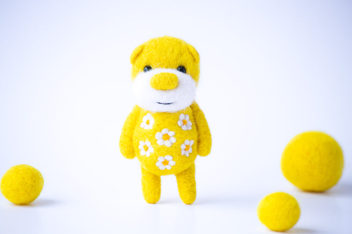 Needle Felted Flower Bear