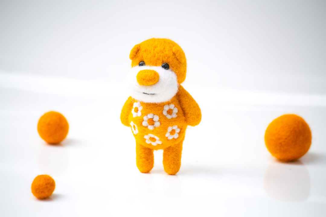 Needle Felted Orange Blossom Bear