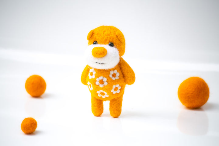 Needle Felted Orange Blossom Bear
