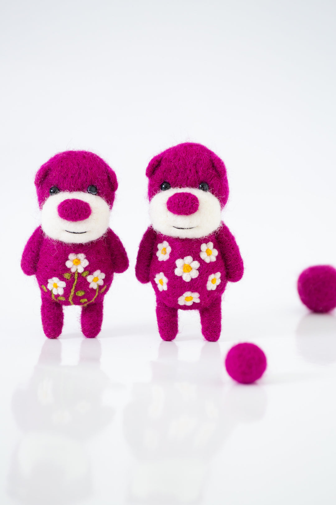 Needle Felted Beetroot Pink Bear