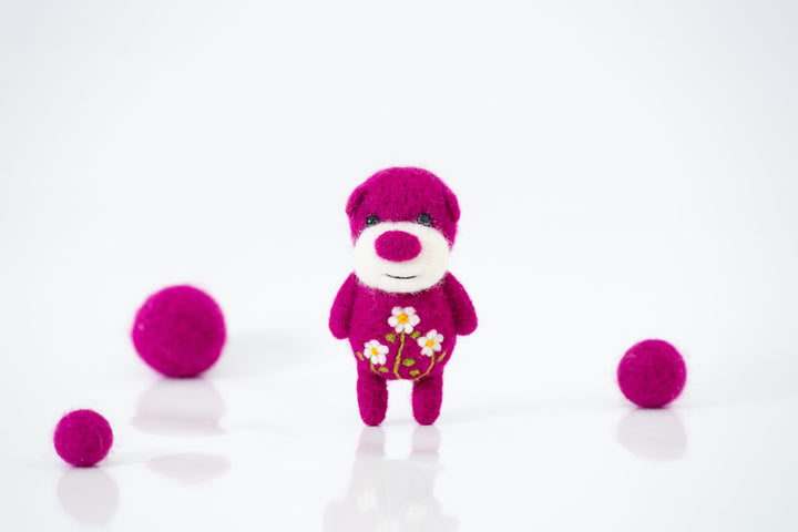 Needle Felted Beetroot Pink Bear
