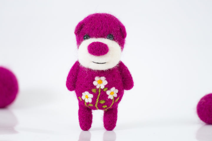 Needle Felted Beetroot Pink Bear