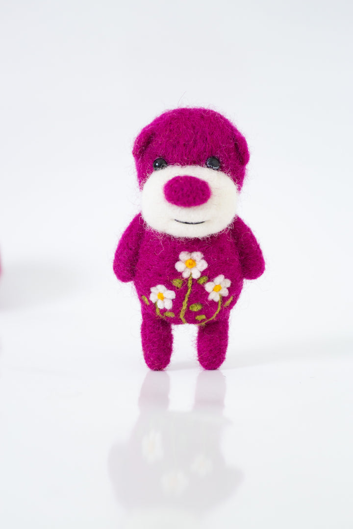 Needle Felted Beetroot Pink Bear