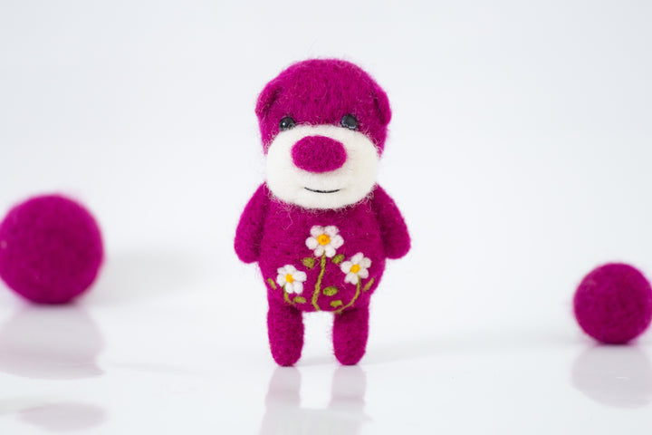Needle Felted Beetroot Pink Bear