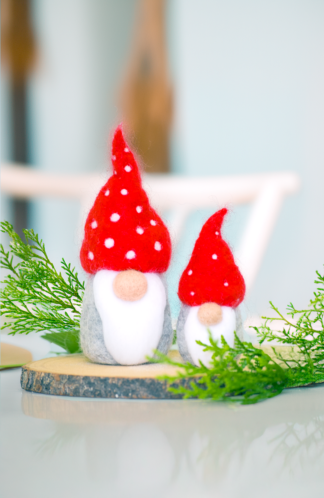 Needle Felted Holiday Gnome Ornaments