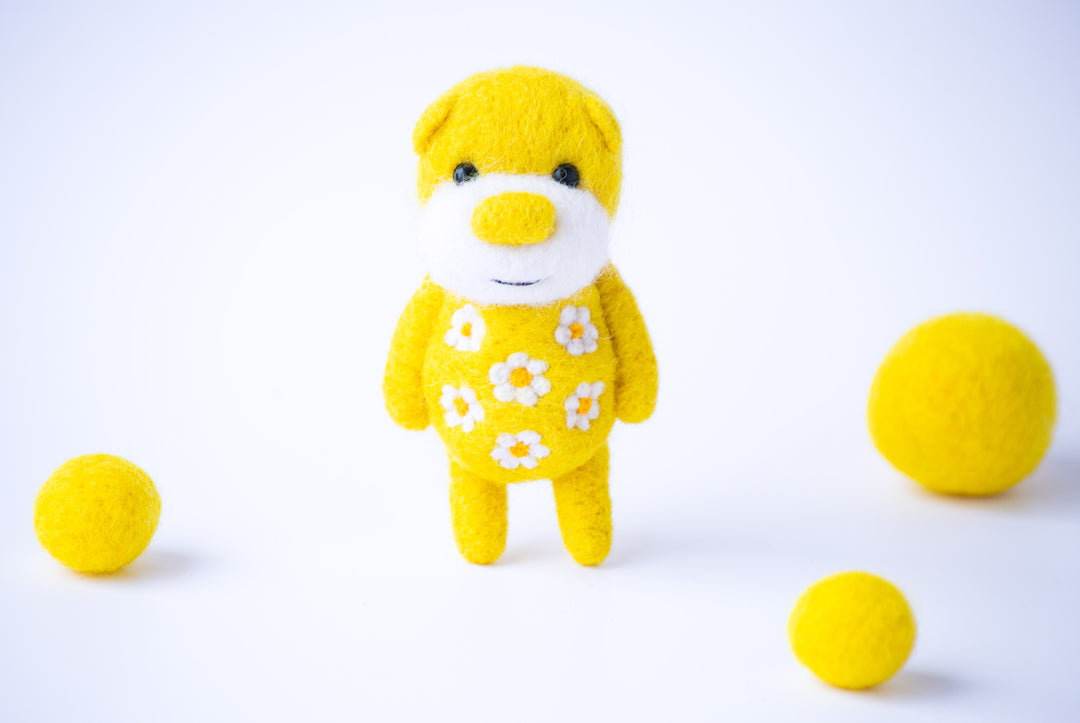 Needle Felted Flower Bear
