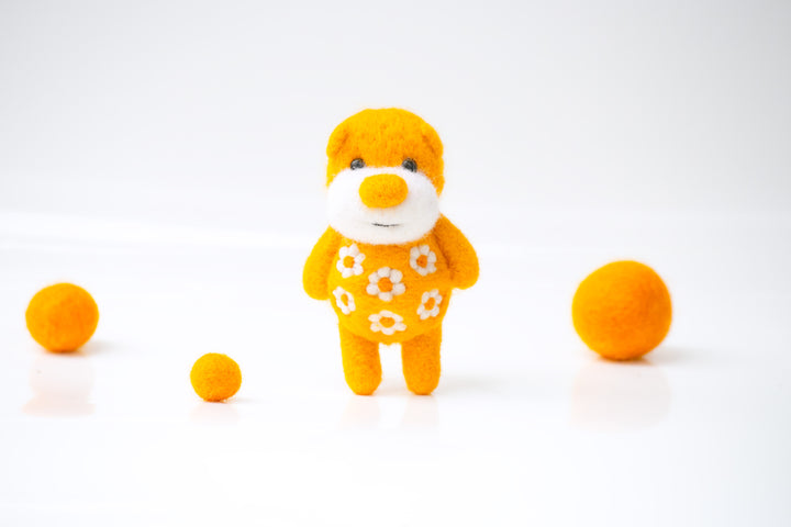 Needle Felted Orange Blossom Bear