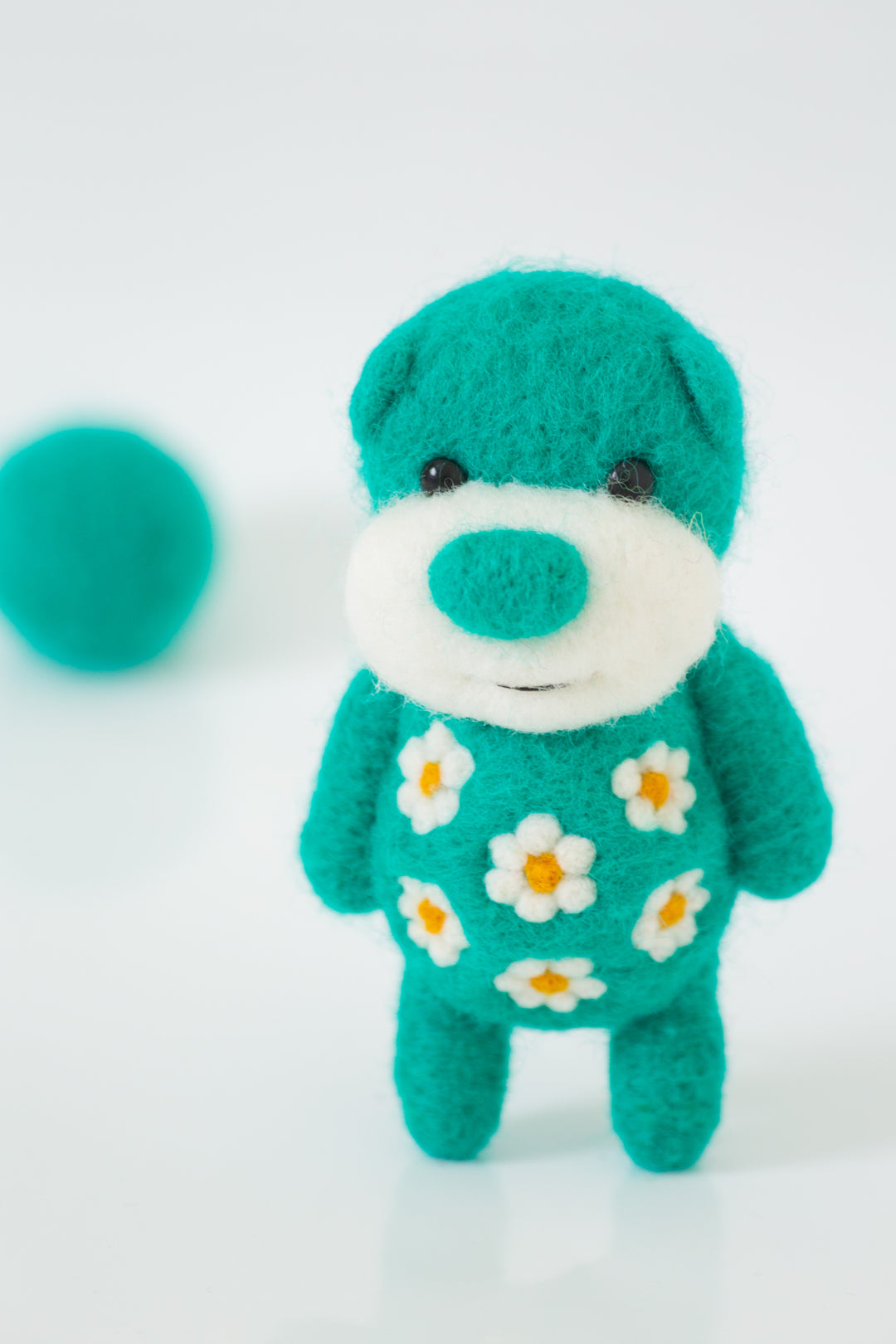 Needle Felted Electric Green Bear