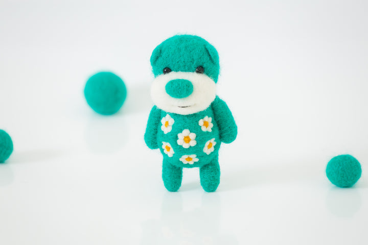 Needle Felted Electric Green Bear