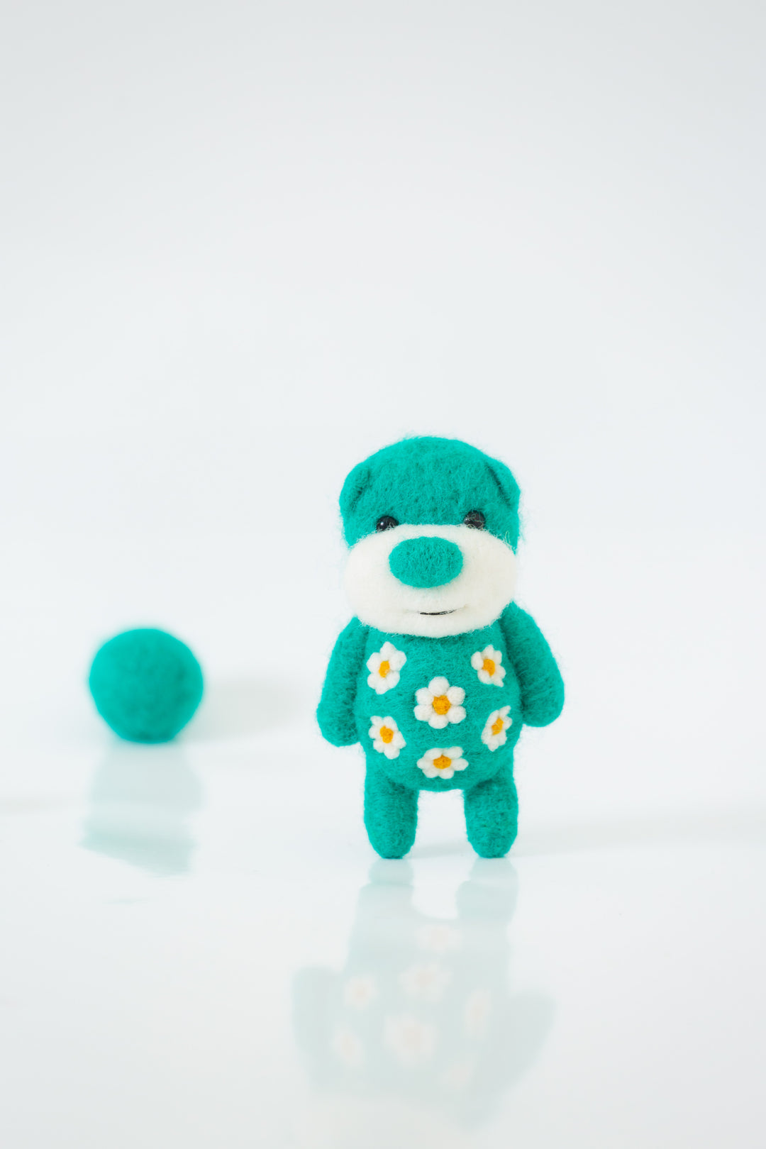 Needle Felted Electric Green Bear