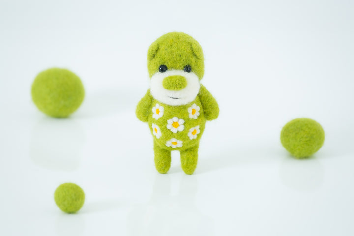 Needle Felted Green Bear
