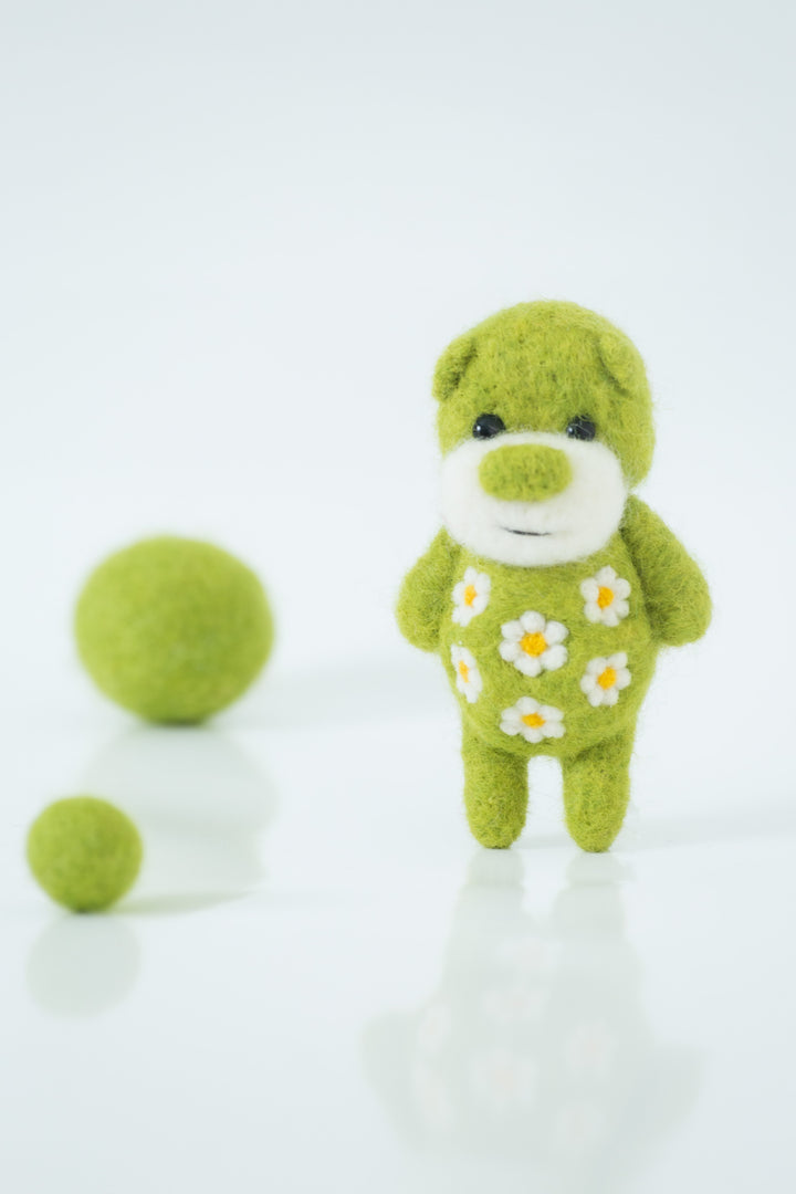 Needle Felted Green Bear