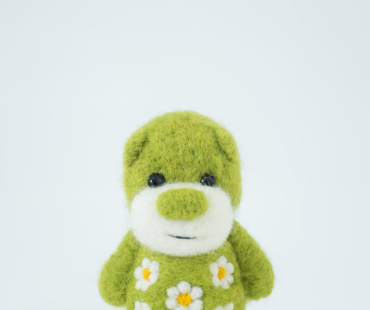 Needle Felted Green Bear