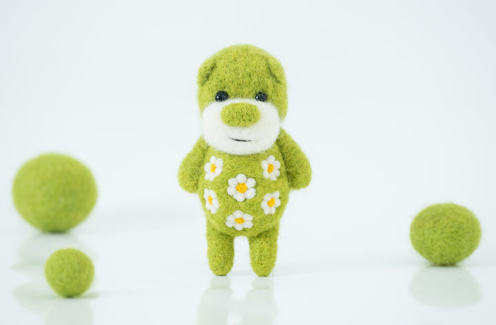 Needle Felted Green Bear