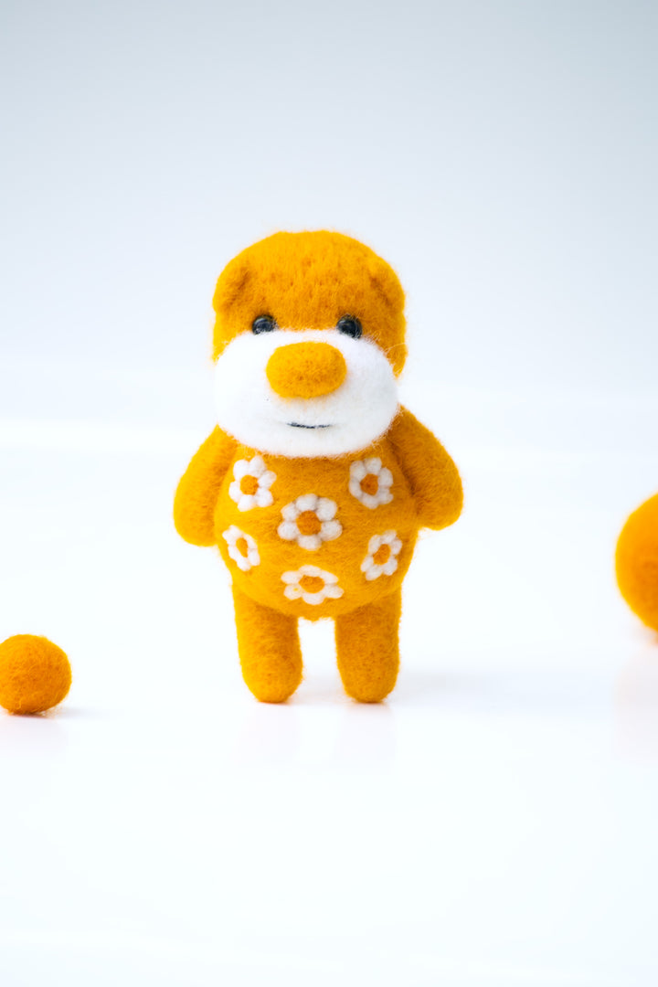 Needle Felted Orange Blossom Bear