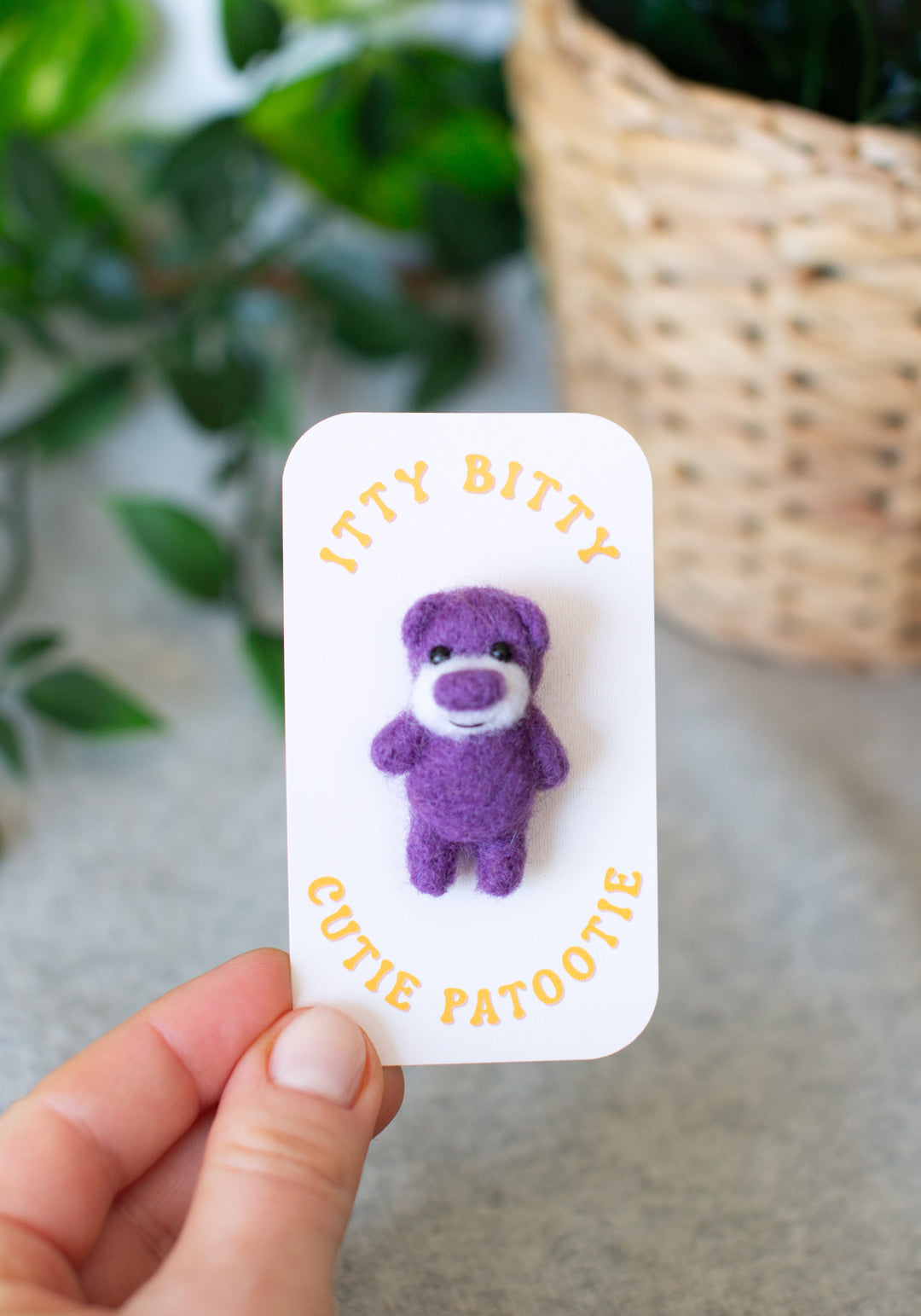 Needle Felted Teddy Bear Brooch – Miniature Animal Lapel Pin