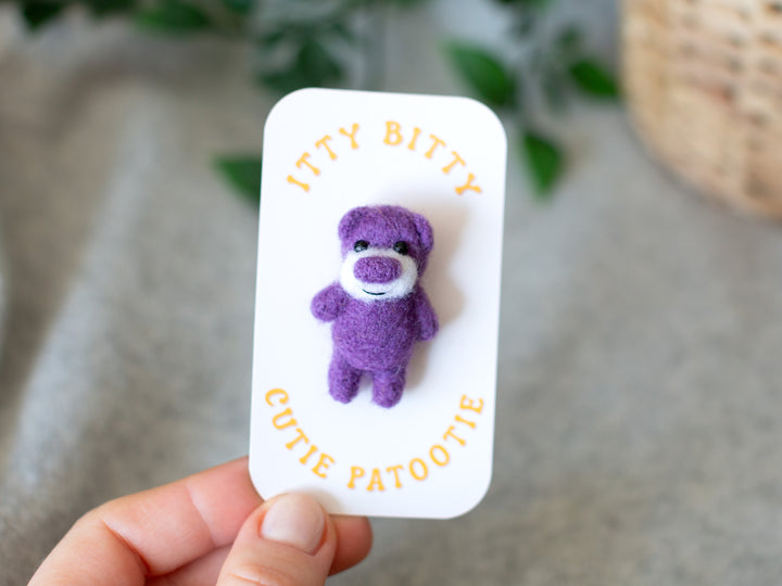 Needle Felted Teddy Bear Brooch – Miniature Animal Lapel Pin