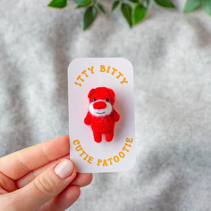 Felted Bear Brooch – Needle Felted Teddy Lapel Pin