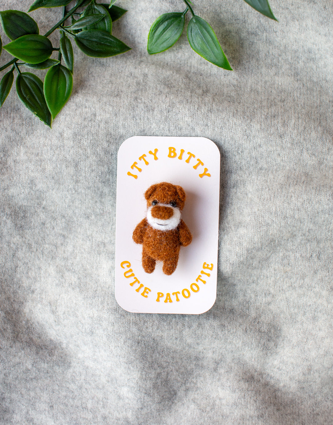Miniature felted teddy bear pin - unique needlefelt bear brooch