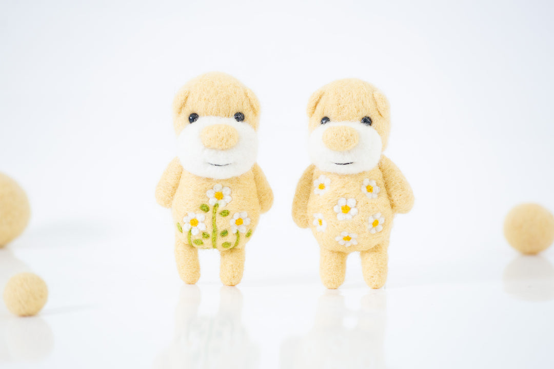 Needle Felted Yellow Daisy Bear