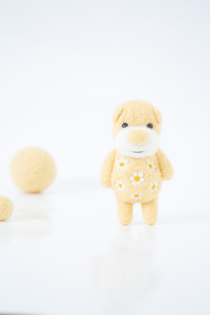 Needle Felted Yellow Daisy Bear