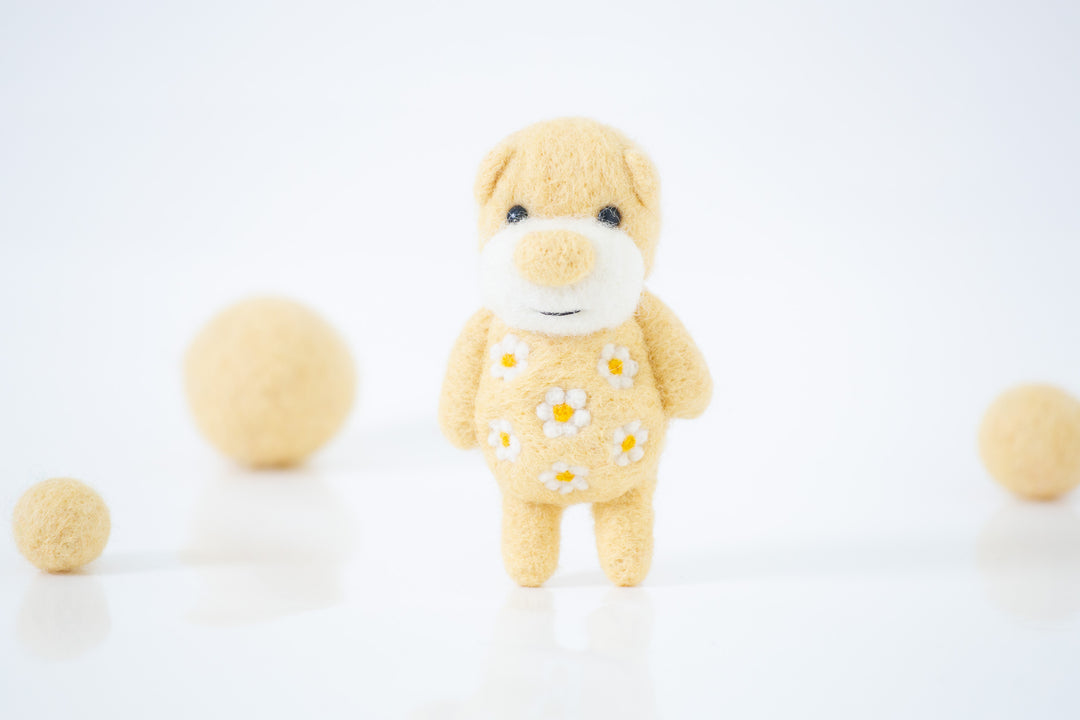 Needle Felted Yellow Daisy Bear
