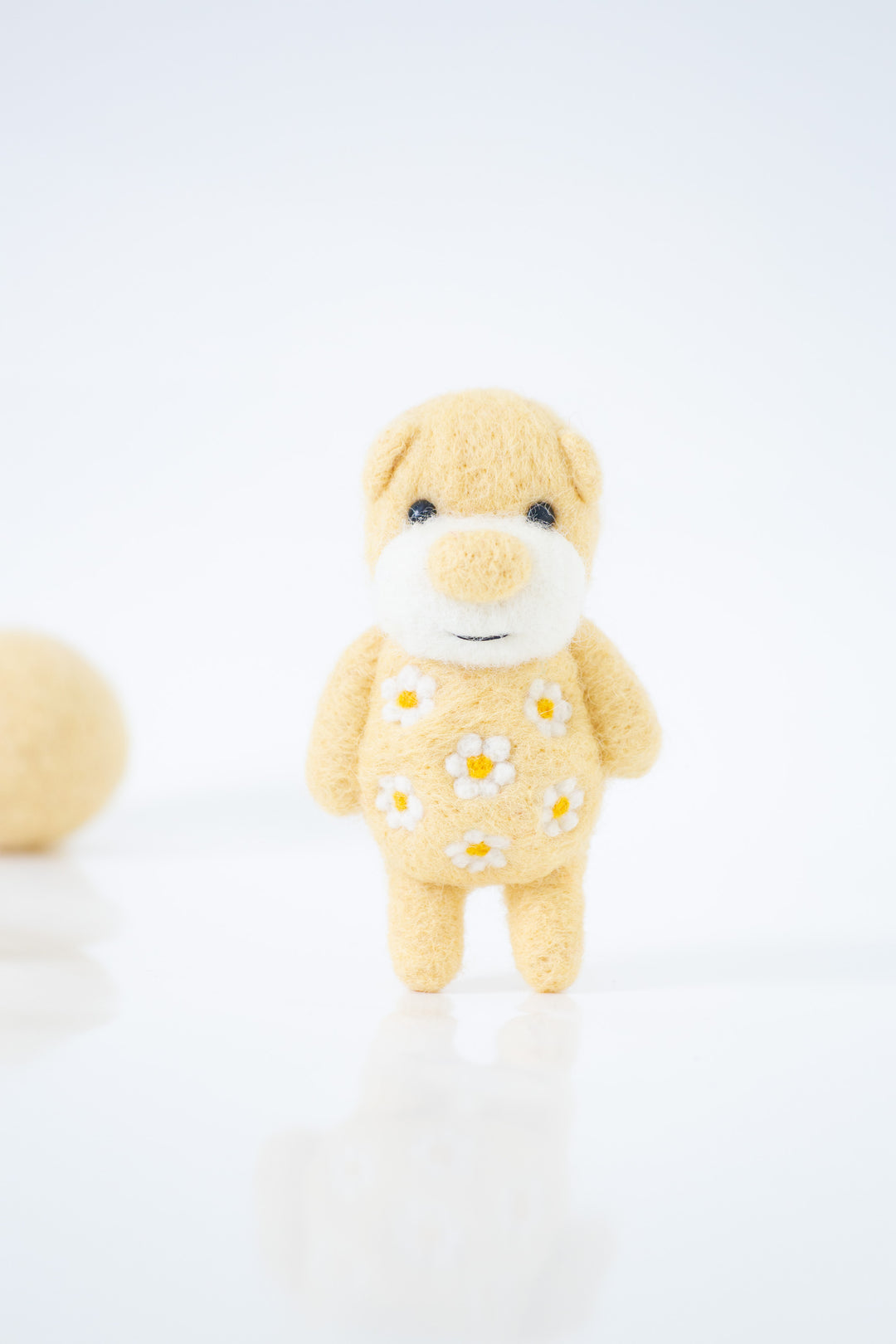 Needle Felted Yellow Daisy Bear