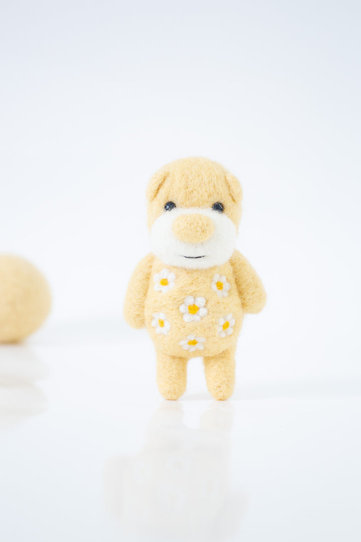 Needle Felted Yellow Daisy Bear