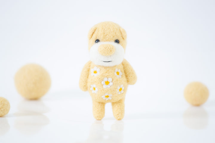 Needle Felted Yellow Daisy Bear