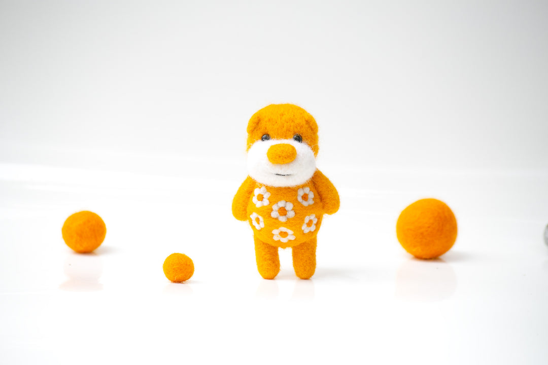 Needle Felted Orange Blossom Bear