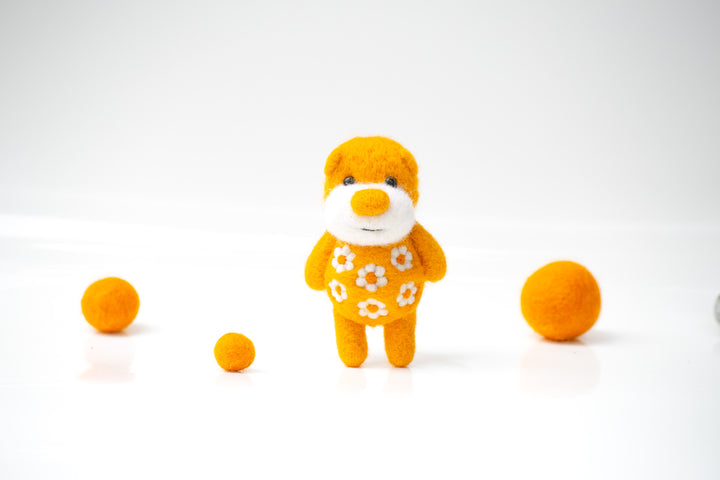 Needle Felted Orange Blossom Bear