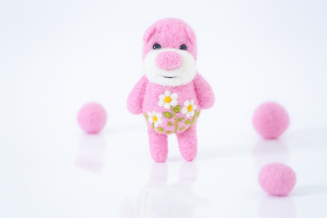 Needle Felted Pink Bear