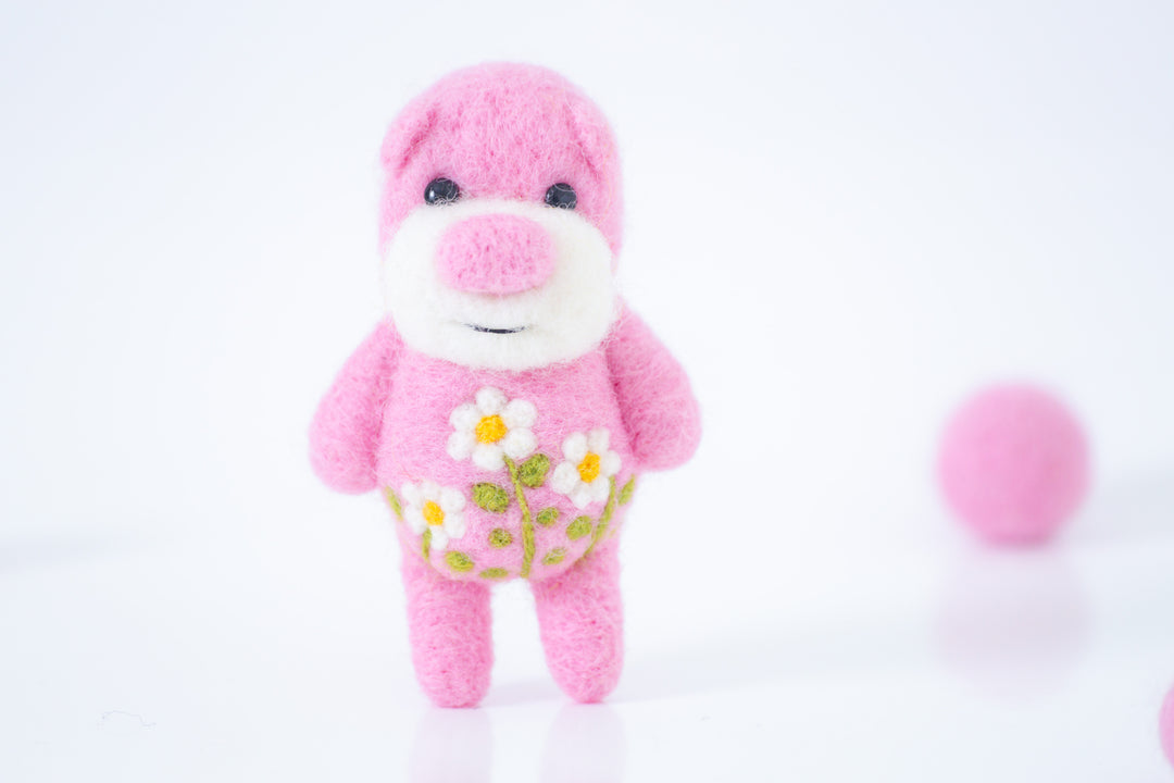 Needle Felted Pink Bear
