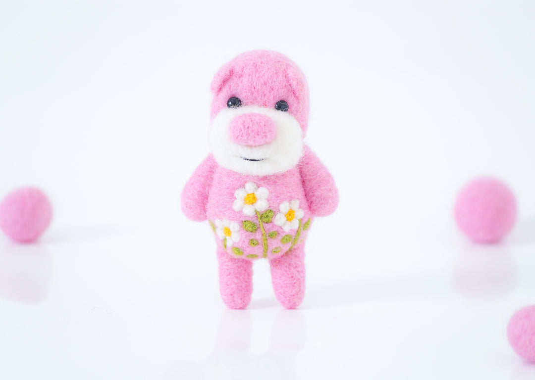 Needle Felted Pink Bear