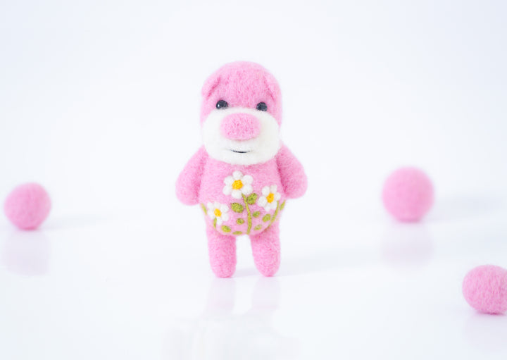 Needle Felted Pink Bear