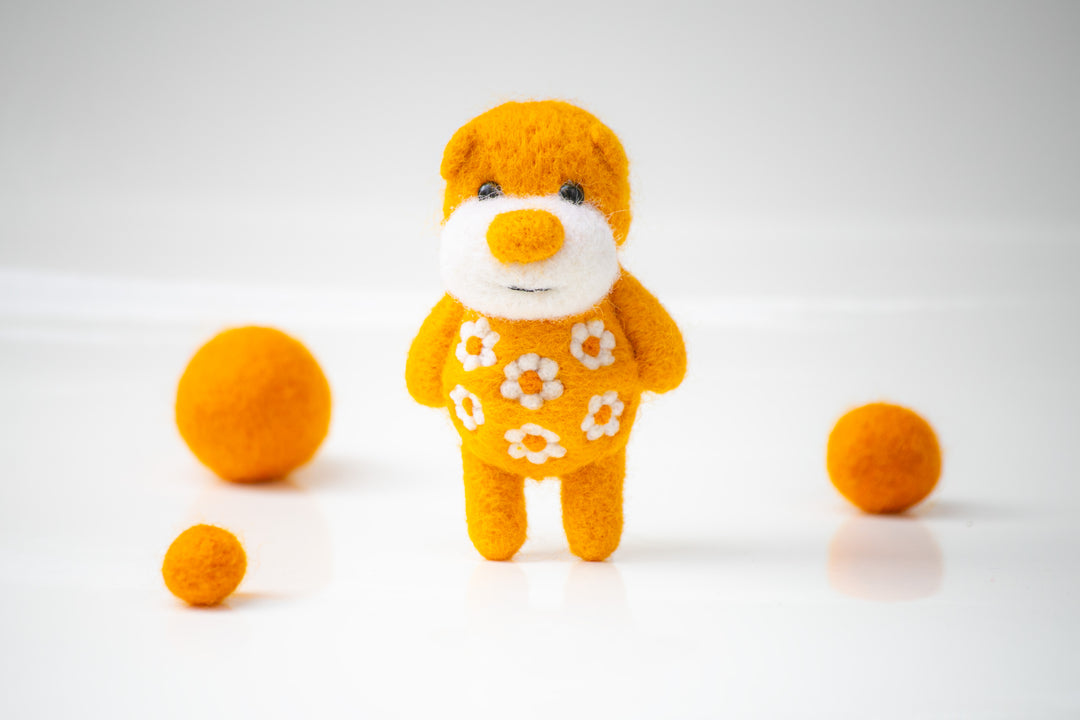 Needle Felted Orange Blossom Bear