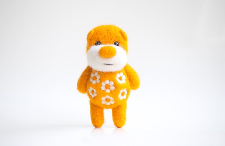 Needle Felted Orange Blossom Bear