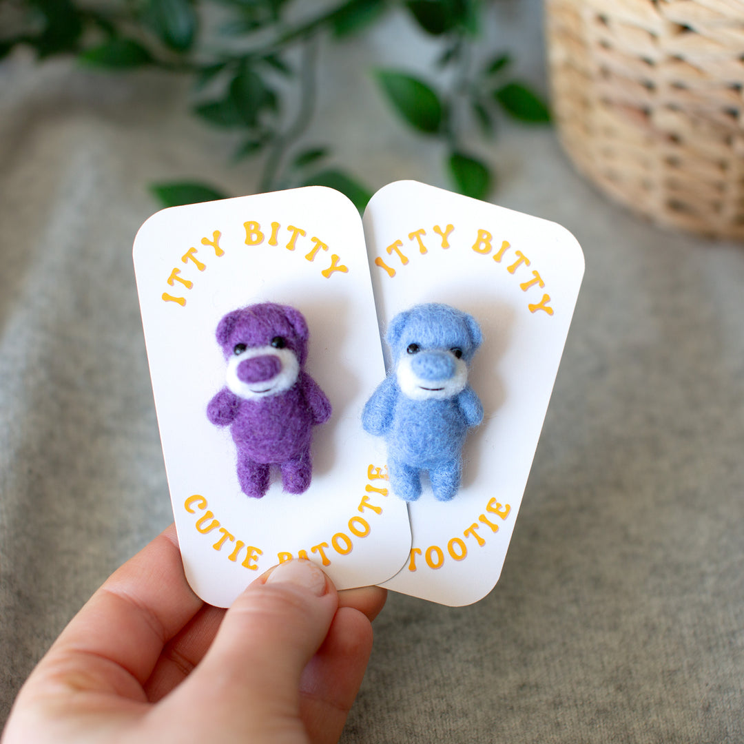 Needle Felted Teddy Bear Brooch – Miniature Animal Lapel Pin