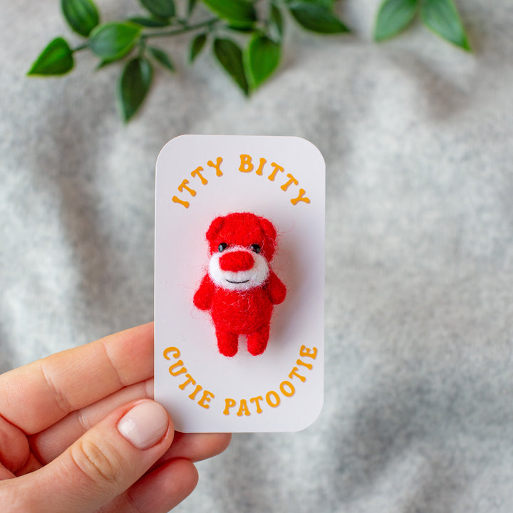Felted Bear Brooch – Needle Felted Teddy Lapel Pin