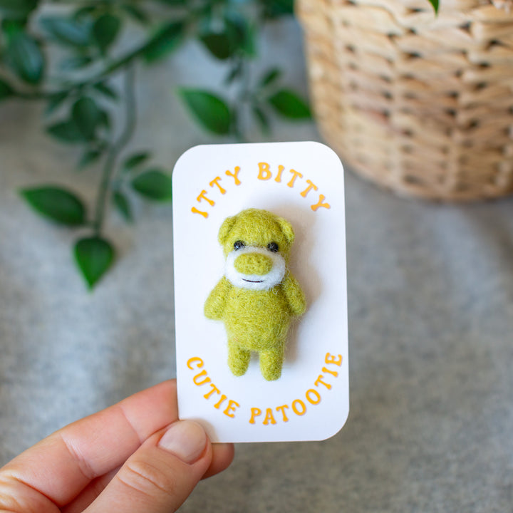 Felted Bear Brooch – Needle Felted Teddy Lapel Pin