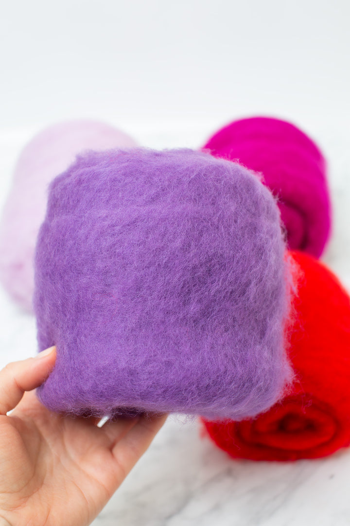 Purple Carded Merino Wool